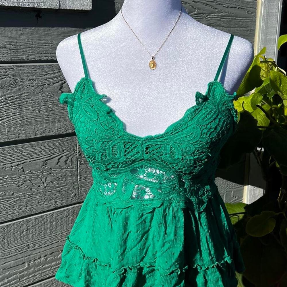 Green lace babydoll top